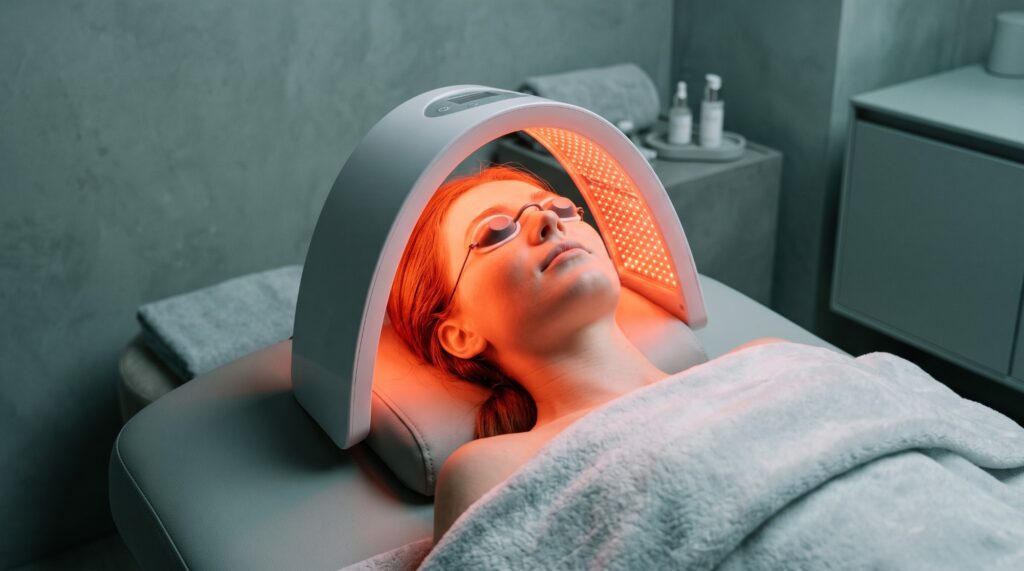 LED light therapy facial treatment at LIVBETTER